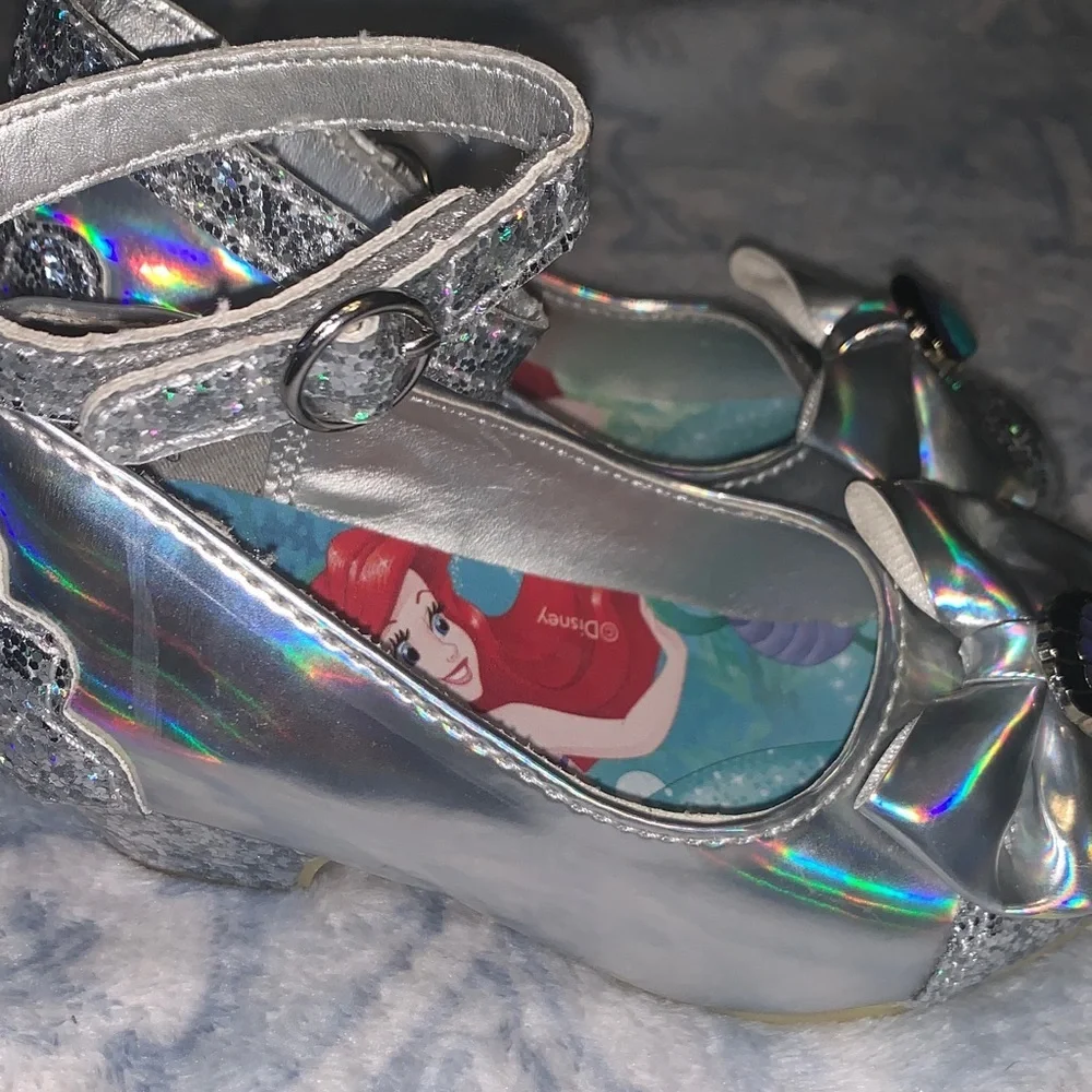 Disney Silver Glitter Ariel Kids Dress Shoes